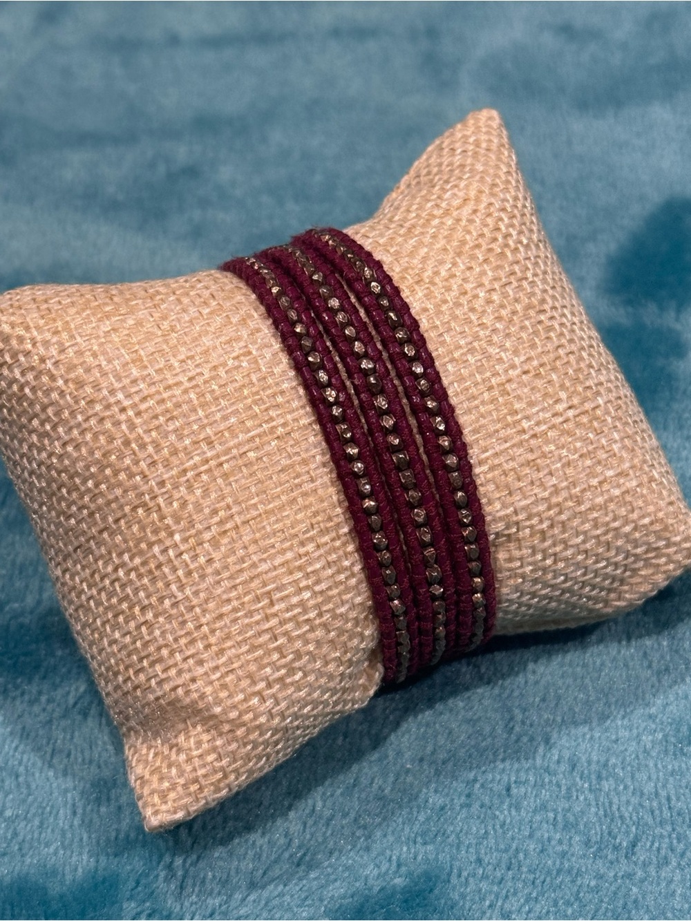 CHAN LUU Beaded Wrap Bracelet in Deep Wine